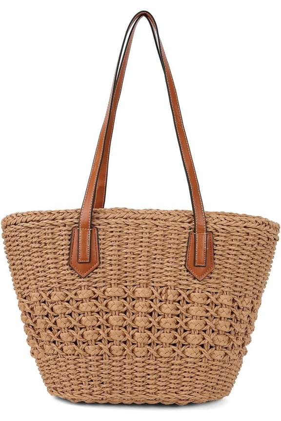 Women's Straw Hobo Bag Woven Shoulder Bag Large Tote Purse Summer Beach Handbag Handmade Top Handle Satchel Travel