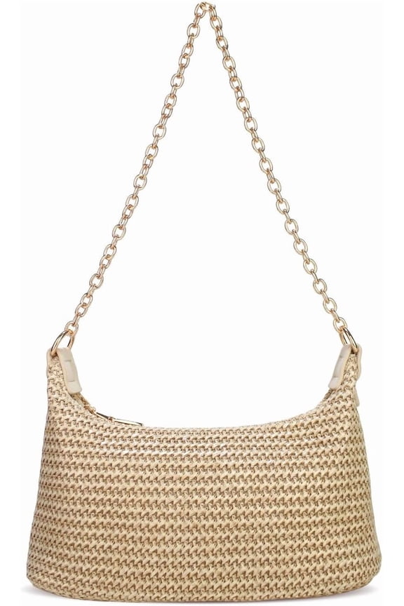Women's Straw Woven Shoulder Bag Summer Vacation Beach Purse Tote Handbag