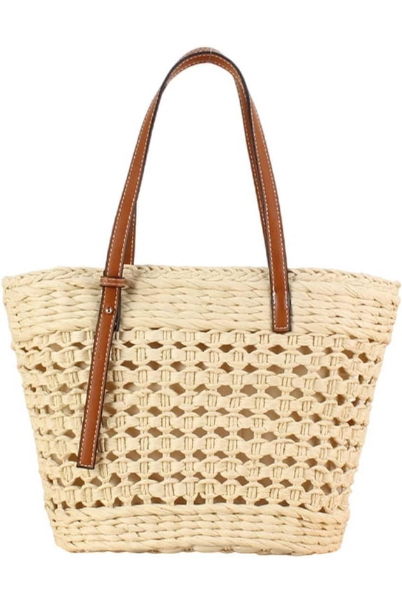 Women's Straw Woven Tote Bag Straw Shoulder Bag Summer Beach Tote Travel Straw Totes Bag Large Capacity Straw Bag
