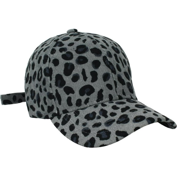 CoCoMangos Women's Stylish Leopard Print Baseball Cap Men Vintage Corduroy Adjustable Hat Outdoor Activities and Summer Gift