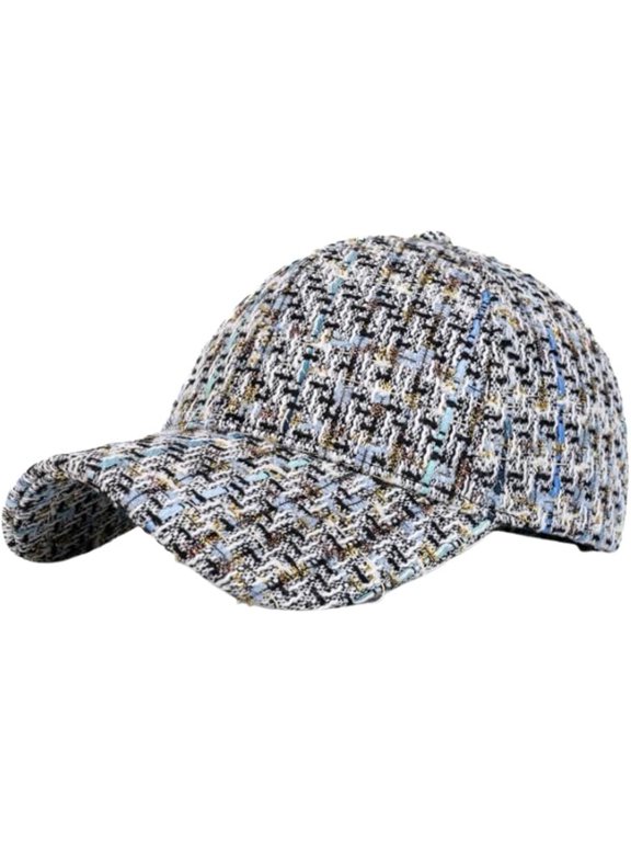 Women's Stylish Plaid Tweed Baseball Cap Fall Winter Classic Casual Dad Hat Fashion Adjustable Hat
