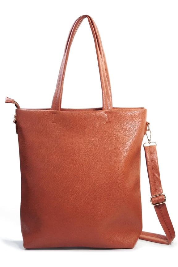 Women's Vertical Tote Bag with Removable Shoulder Strap Vegan Leather Shoulder Handbag Satchel Bag | Vertical