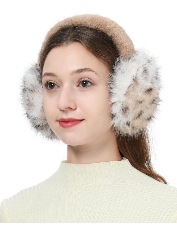 Women's Winter Earmuffs Plush Faux Fur Ear Muffs Outdoor SKI Ear Warmers for Cold Weather