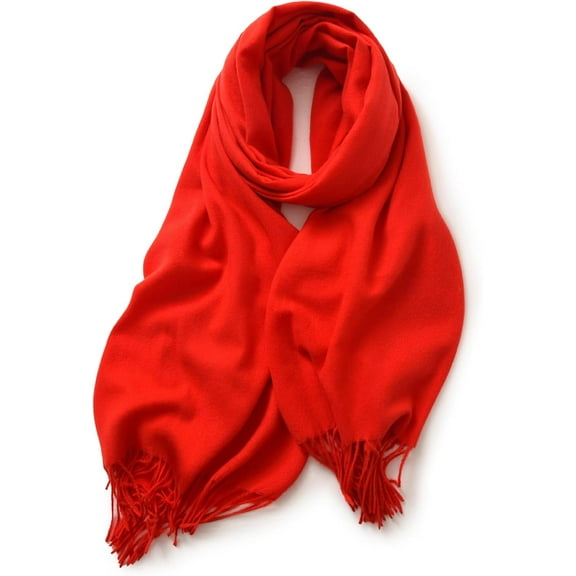 CoCoMangos Women's Winter Warm Wool Blend Scarf Lady's Pure Color Warm Shawl Wraps with Tassels