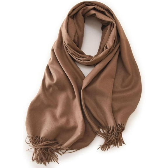 CoCoMangos Women's Winter Warm Wool Blend Scarf Lady's Pure Color Warm Shawl Wraps with Tassels