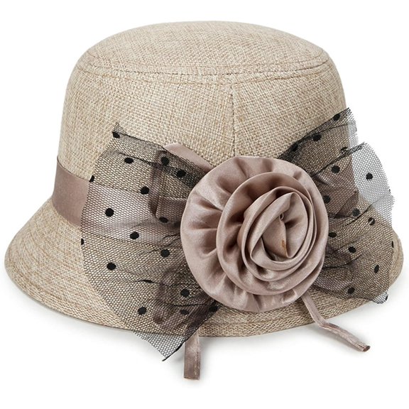 CoCoMangos Womens 1920s Linen Cloche Church Hats Vintage Fascinator Floral Fedora Bucket Hats Ladies Wedding Tea Party Dress Hat