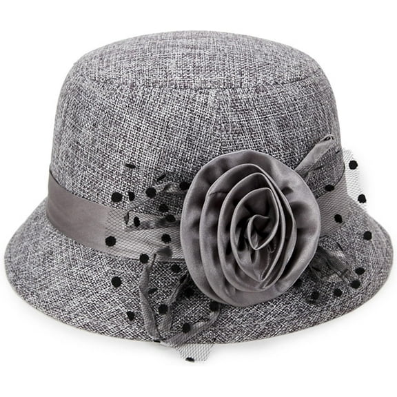 CoCoMangos Womens 1920s Linen Cloche Church Hats Vintage Fascinator Floral Fedora Bucket Hats Ladies Wedding Tea Party Dress Hat