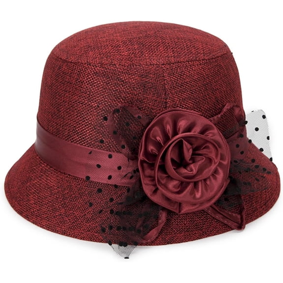 CoCoMangos Womens 1920s Linen Cloche Church Hats Vintage Fascinator Floral Fedora Bucket Hats Ladies Wedding Tea Party Dress Hat
