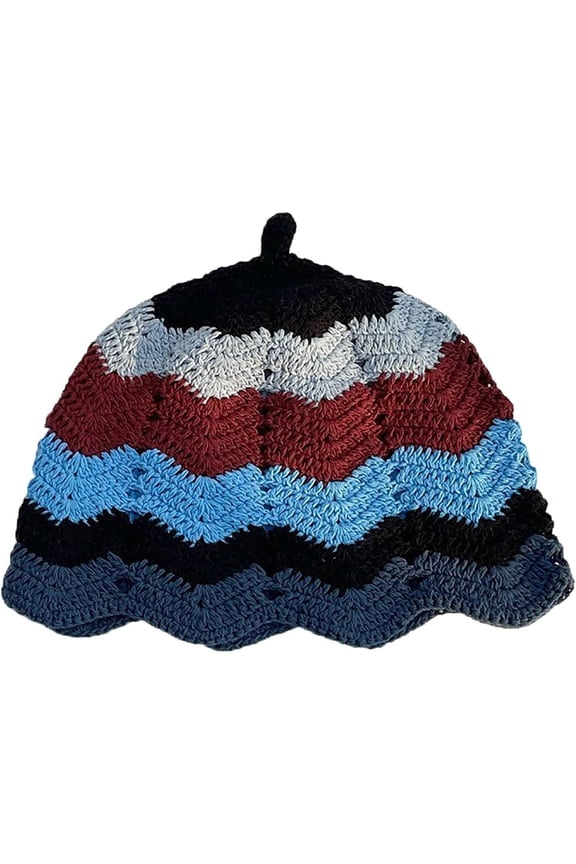 Womens Cute Crochet Bucket Hats Floppy Foldable Wide Brim Knit Beanie Caps Fashion Striped Floral Fishing Beach Sun Hat