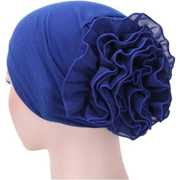 CoCoMangos Womens Flower Elastic Turbans Hats Muslim Head Scarf Wrap Hair Loss Cancer Chemo Hijab Cap Ruffle Headscarf Hat