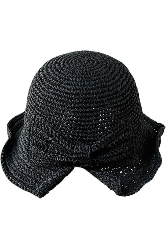 Womens Knit Bucket Hats Stylish Floral Crochet Cloche Hats 1920s Foldable Summer Beach Bowler Hats Floppy Church Hat