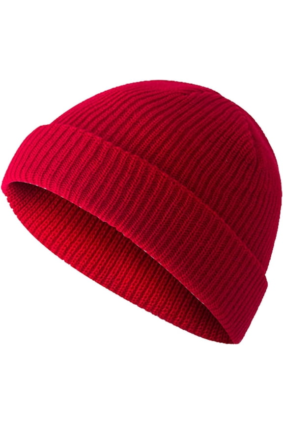 Womens Mens Chunky Knitted Cuffed Skull Caps Winter Warm Trawler Sailor Beanie Hats Casual Solid Color Fisherman Hat