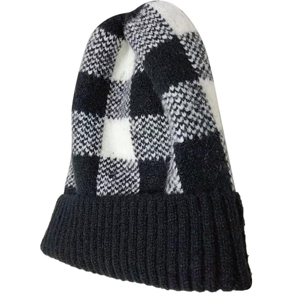 CoCoMangos Womens Mens Stretch Plaid Print Beanie Hats Slouchy Soft Cuffed Skull Caps Winter Thicken Warm Ski Cycling Cable Knit Caps