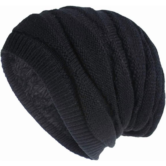 CoCoMangos Womens Mens Winter Fleece Lined Corchet Knit Beanie Hats Chunky Warm Skull Stocking Caps Slouchy Windproof Ski Hats