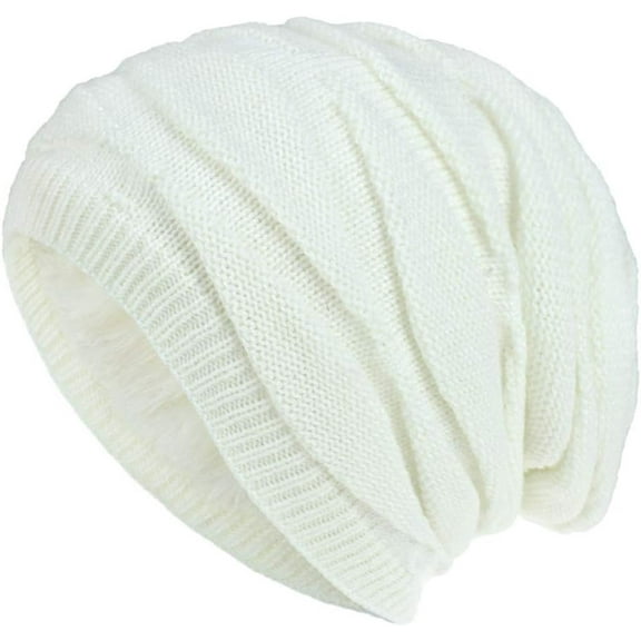 CoCoMangos Womens Mens Winter Fleece Lined Corchet Knit Beanie Hats Chunky Warm Skull Stocking Caps Slouchy Windproof Ski Hats