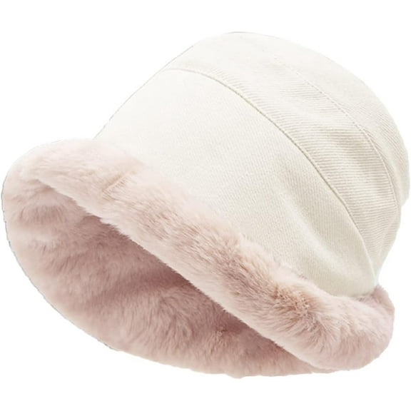 CoCoMangos Womens Mens Winter Warm Thick Bucket Hats Fuzzy Rolled Brim Fleece Lining Cloche Hats Solid Color Foldable Outdoor Ski Caps