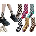 thumbnail image 1 of CoCoMangos Womens Plaid Vintage Socks Colorful Mixed Casual Running Checkerboard Crew Socks Cotton Size5-9.5, 1 of 8