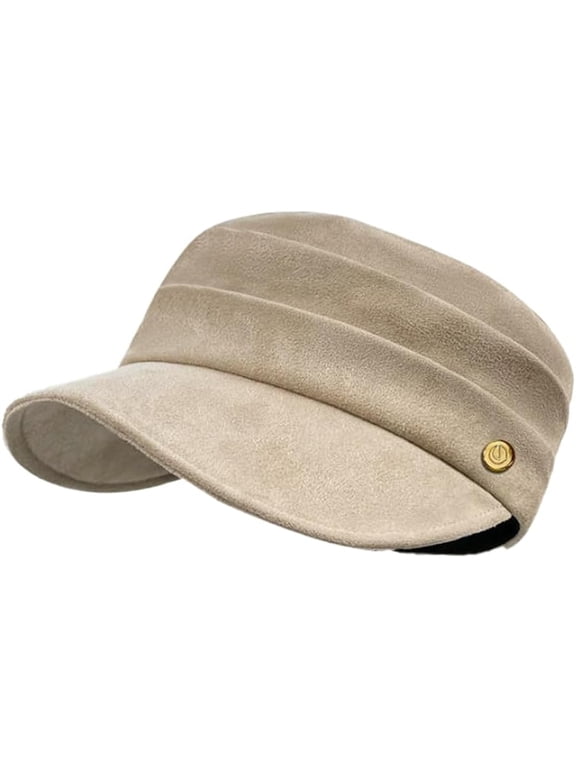 Womens Suede Pleated Newsboy Cap Cabbie Paperboy Painter Visor Beret Hat Casual