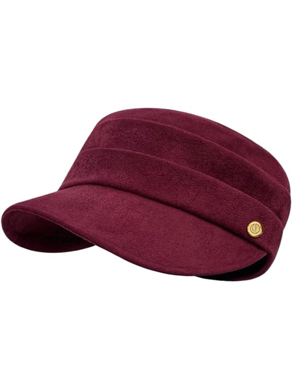 Womens Suede Pleated Newsboy Cap Cabbie Paperboy Painter Visor Beret Hat Casual