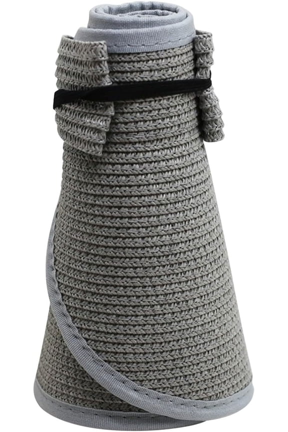 Womens UV Protection Sun Visor Hats Wide Brim Straw Hats Roll-Up Summer Beach Hats Foldable Travel Topless Sun Caps