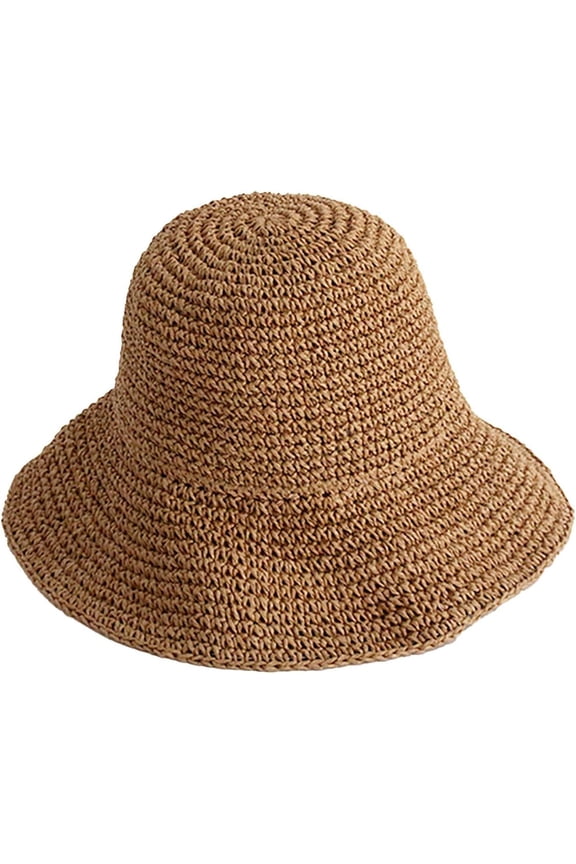 Woven Bucket Hats for Women Foldable Packable Floppy Straw Fishing Hats Summer Boho Beach Hat Crochet Bucket Hat