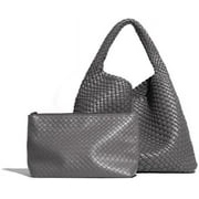 COCOMANGOS Woven Leather Tote Bag for Women Woven Bag Top-handle Shoulder Bag Hobo Bag Crossbody Handbag Women
