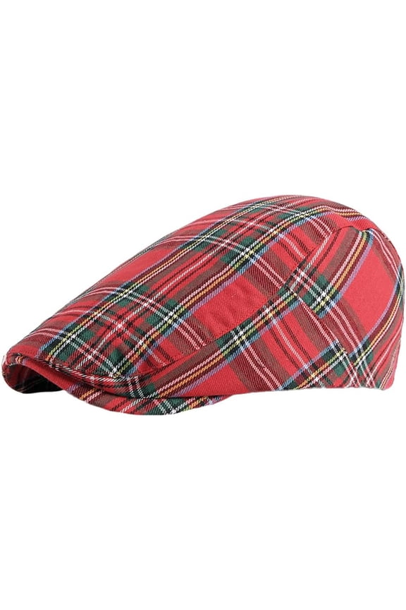 Y2k Bright Color Plaid Newspaper Hat for Women Men Soft Cotton Flat Cap Fashion Adjustable Driving Beret Cap