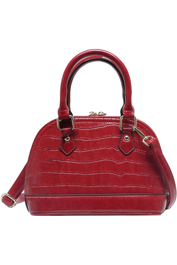 Zip Around Dome Patent Leather Satchel Mini Top Handle Tote Bag Shell Shape Purse Handbags