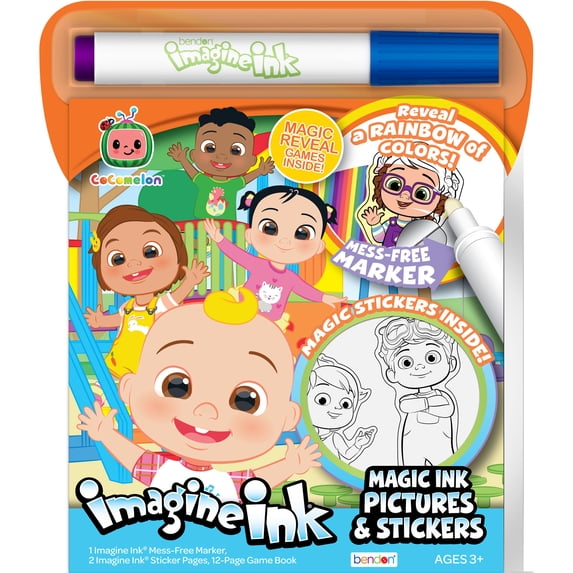CoComelon 12-Page Imagine Ink Coloring Pad with Imagine Ink Stickers and Mess Free Marker; Paperback Children's Book