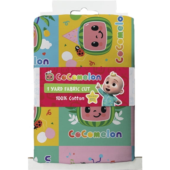 CoCoMelon 1 Yard 100% Cotton Blocks, Multi-color, 44" Wide for Quilting & Sewing