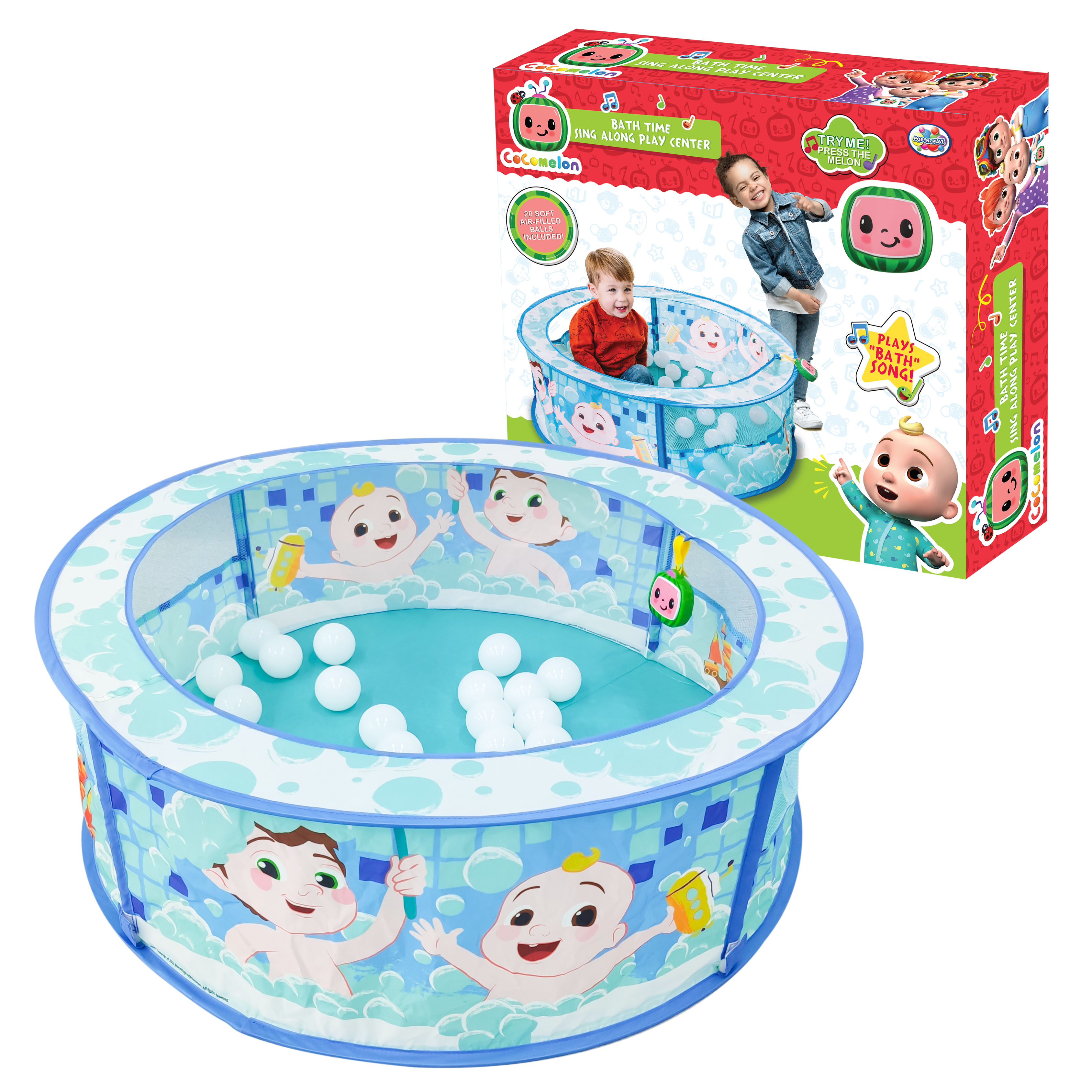 CoComelon Bath Time Sing Along Play Center, Pop Up Ball Pit Tent with 20 Play Balls and Music, Children Ages 3+ - image 1 of 6