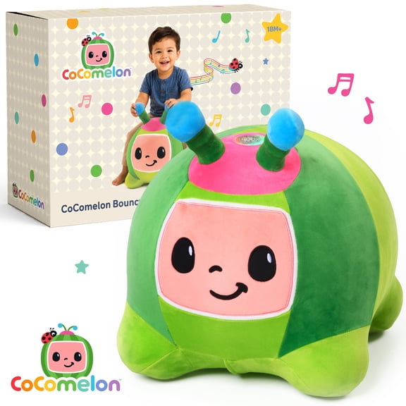 CoComelon Character Bouncy Ride-On Toy for Toddlers, Soft Green Plush Hopper, Toddler Bounce Toy for Active Play