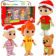 CoComelon Figure 4-Pack Toy Set - 3" Articulated Holiday Characters Include JJ, Tomtom, YoYo, & Bingo - Officially Licensed - Gift for Kids, Boys, Girls, Preschoolers
