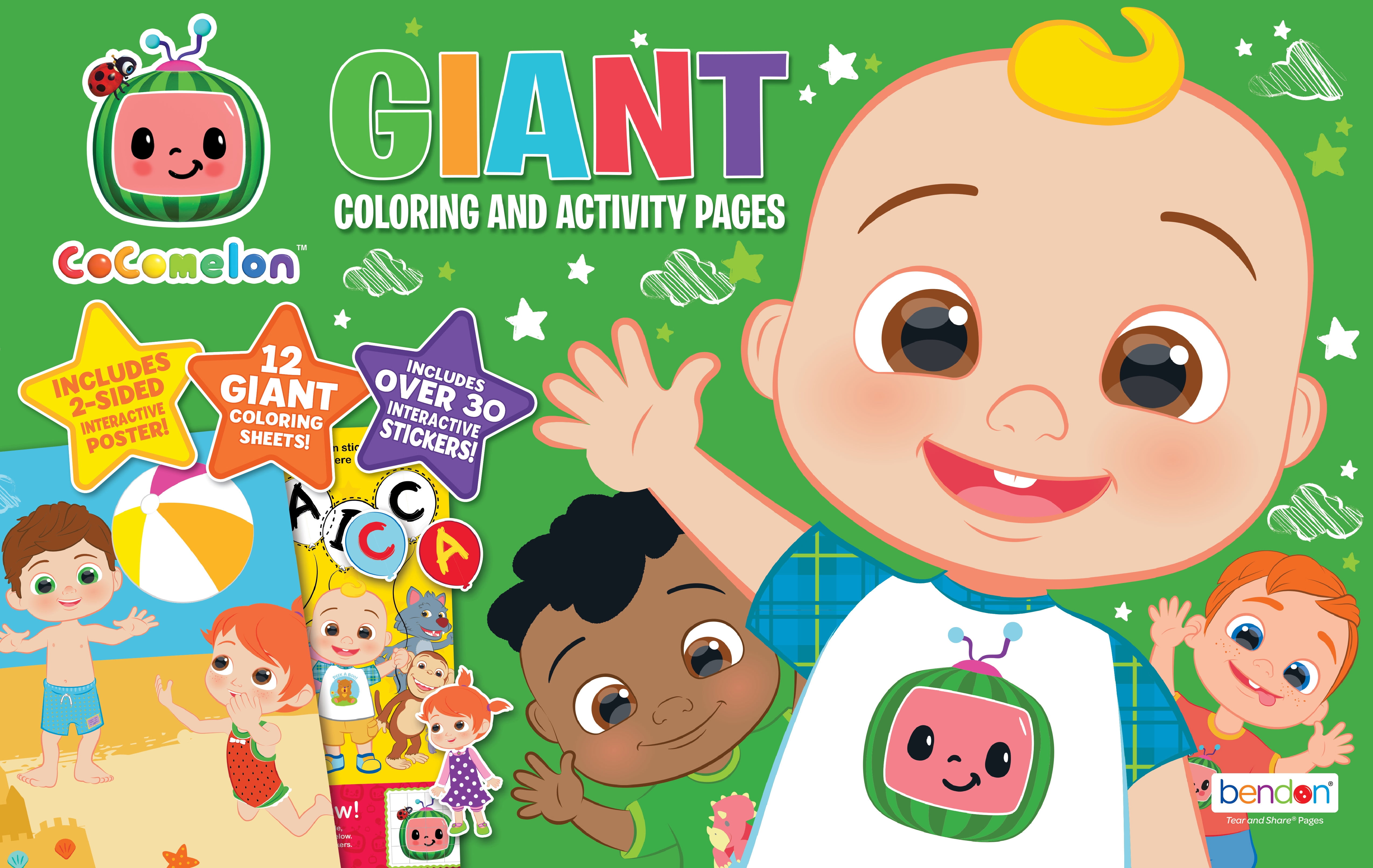 CoComelon Giant Coloring Book with Stickers, 12 Pages (Paperback ...