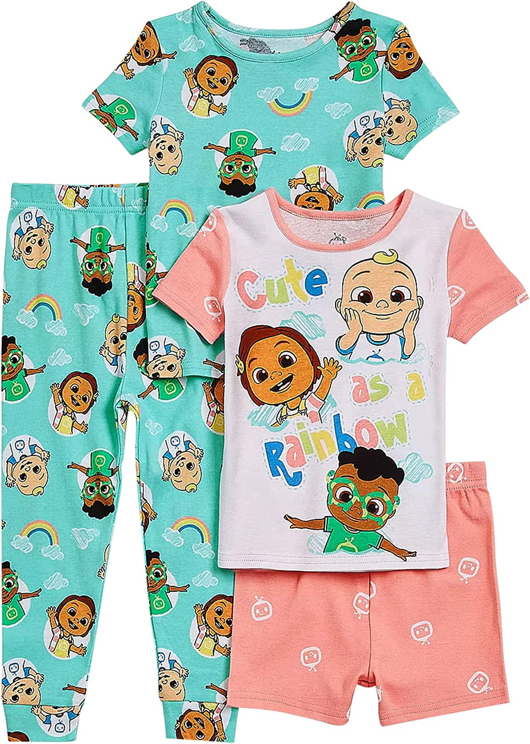 Girls' 4 Piece Pajama Set, Sleepwear