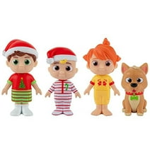 CoComelon Holiday Toy Figure Set - Includes JJ, Tomtom, YoYo and Bingo Articulated Christmas Family Figures - Gift for Kids