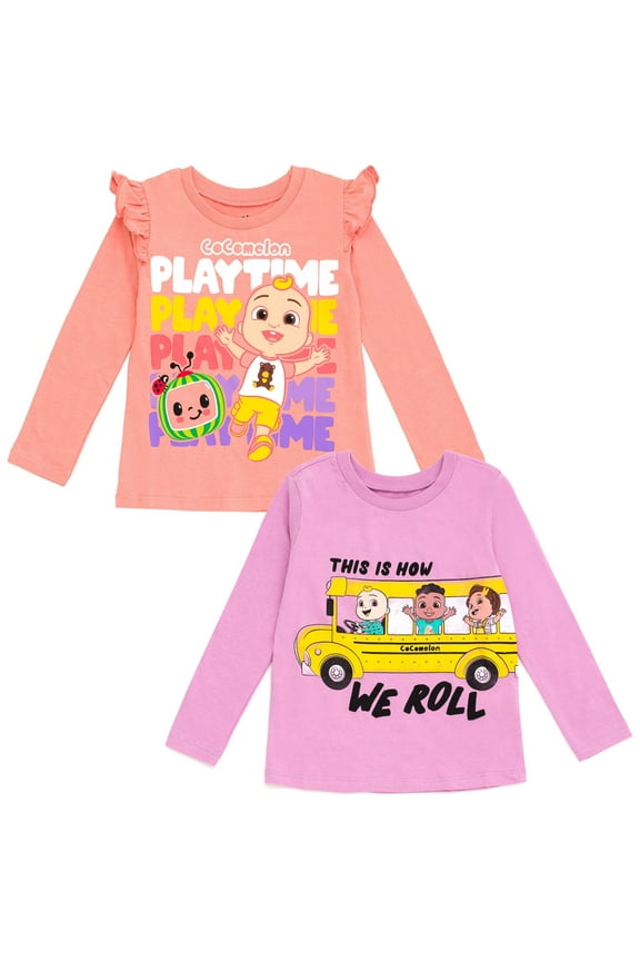 JJ Cody Nina Toddler Girls 2 Pack Long Sleeve T-Shirts Pink / Purple 3T