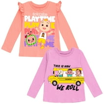 CoComelon JJ Cody Nina Toddler Girls 2 Pack Long Sleeve T-Shirts Pink / Purple 5T