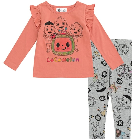 CoComelon JJ Cody Nina Toddler Girls T-Shirt and Leggings Outfit Set Orange / Gray 2T