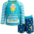 thumbnail image 1 of CoComelon JJ Infant Baby Boys Rash Guard and Swim Trunks Outfit Set Infant to Toddler, 1 of 5