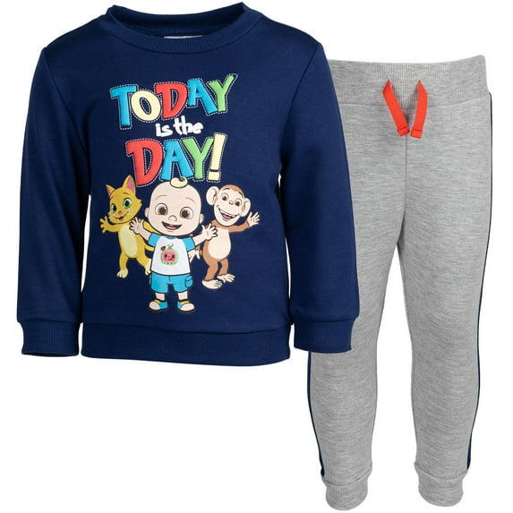 CoComelon JJ Kiki Cat Mochi Infant Baby Boys Fleece Sweatshirt and Jogger Pants Set Infant to Toddler