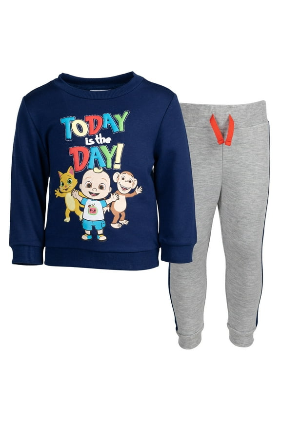 JJ Kiki Cat Mochi Infant Baby Boys Fleece Sweatshirt and Jogger Pants Set Infant to Toddler