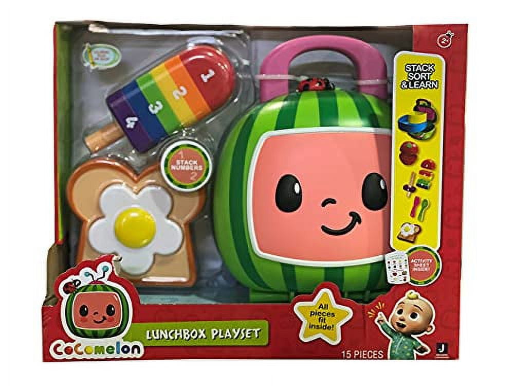 Cocomelon Lunchbox Playset - Includes Lunchbox, 3-Piece Tray, Fork, Spoon,  Toast