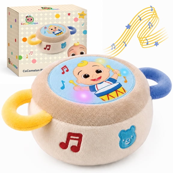 CoComelon JJ Musical Plush Toy Drum with Iconic CoComelon Songs, Fun Sounds and Lights for Kids & Toddlers (Girls & Boys), Ages 6 Months+, Pack of 1