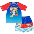 thumbnail image 1 of CoComelon JJ Toddler Boys Rash Guard and Swim Trunks Outfit Set Infant to Toddler, 1 of 5