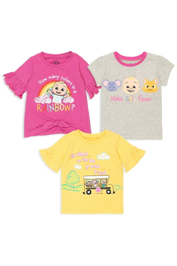 JJ Toddler Girls 3 Pack T-Shirts Infant to Toddler