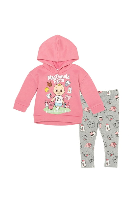 JJ Toddler Girls Pullover Fleece Hoodie and Leggings Outfit Set