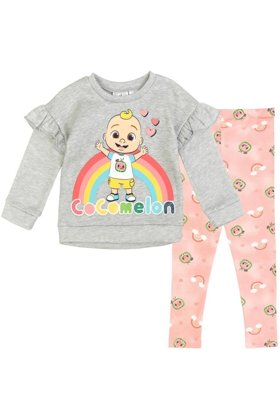 JJ Fleece Pullover Sweatshirt and Pants Outfit Set Infant to Toddler