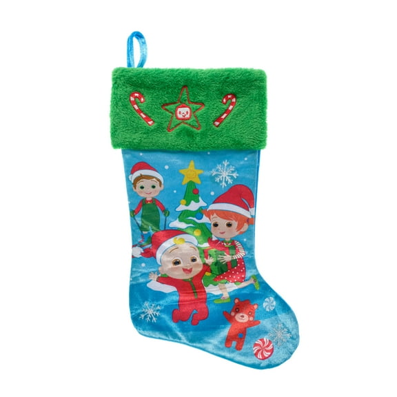 CoComelon JJ, YoYo and TomTom 20 inch Tall Christmas Stocking, Blue, Green, Multi-Color