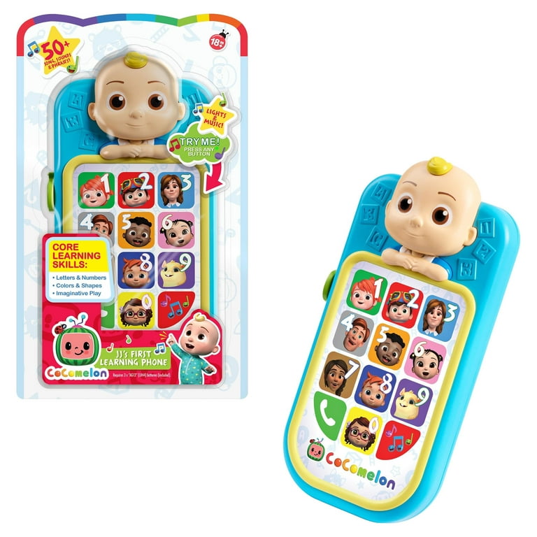 CoComelon JJ’s First Learning Toy Phone for Kids with Lights, Sounds, Music  to Introduce Feelings, Letters, Numbers, Colors, Shapes, and Weather to